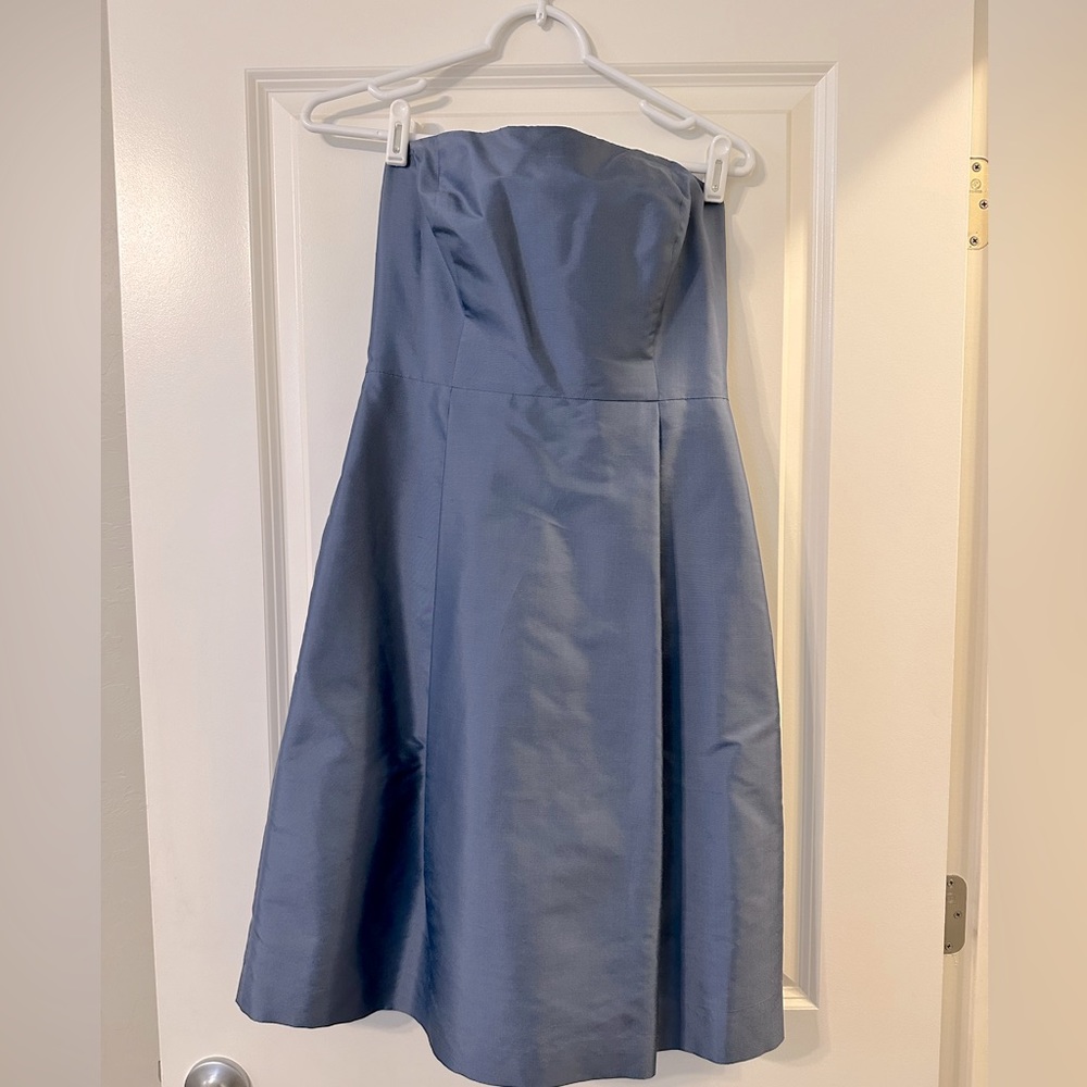 Ann Taylor Silk Strapless Cocktail Dress, Size 6, Slate Blue